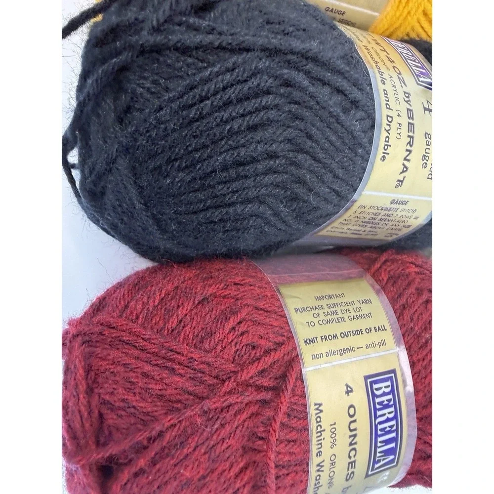 Bernat Berella 4 Knitting Worsted Gauge 100% Orlon Acrylic Lot 5 Gold Natural +